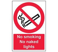 V Safety 57032AU-S'No Smoking/No Naked Lights' Sign, Portrait, 200 mm x 300 mm (Pack of 3)