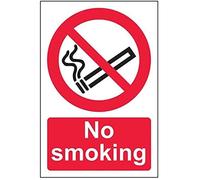 V Safety 57034AG-R No Smoking Prohibition Sign - Portrait - 100mm x 150mm - 1mm Rigid Plastic, Black/Red