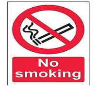 V Safety 57034AG-S No Smoking Prohibition Sign - Portrait - 100mm x 150mm - Self Adhesive Vinyl, Black/Red