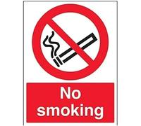 V Safety 57034BC-S No Smoking Prohibition Sign - Portrait - 300mm x 400mm - Self Adhesive Vinyl, Black/Red (Pack of 5)