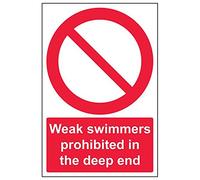 V Safety 58006AU-S'Weak Swimmers Prohibited In The Deep End' Sign, 200 mm x 300 mm (Pack of 3)