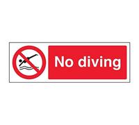 V Safety 58009AX-R'No Diving' Sign, Landscape, 300 mm x 100 mm (Pack of 3)