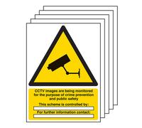 V Safety 5X Cctv Images Being Monitored Security Sign - Self Adhesive 300X400mm