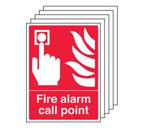 V Safety 5X Fire Alarm Call Point Safety Sign - 1mm Rigid Plastic - 150X200mm