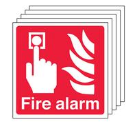 V Safety 5X Fire Alarm Call Point Safety Sign Square Self Adhesive - 100X100mm
