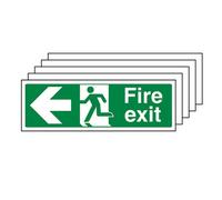 V Safety 5X Fire Exit Safety Sign Arrow Left - 2mm Rigid Plastic - 450X150mm