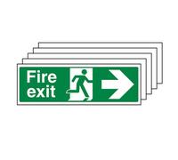 V Safety 5X Fire Exit Safety Sign Arrow Right - 2mm Rigid Plastic - 450X150mm