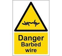 V Safety 63008AU-R2 Danger Barbed Wire Sign - Portrait - 200mm x 300mm - 2mm Rigid Plastic (Pack of 6)