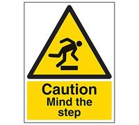 V Safety 63013BC-S'Caution Mind The Step' Sign, Portrait, 300 mm x 400 mm (Pack of 3)