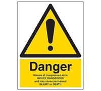 V Safety 63047BC-S'Warning Compressed Air, Danger Of Death' Sign, 300 mm x 400 mm (Pack of 3)