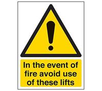 V Safety 65002AN-S'In Event Of Fire Avoid Use Of These Lifts' Sign, 150 mm x 200 mm (Pack of 3)