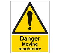 V Safety 65024BC-S'Danger Moving Machinery' Sign, Portrait, 300 mm x 400 mm (Pack of 3)