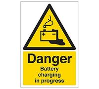 V Safety 65027AU-S'Danger Battery Charging In Progress' Sign, 200 mm x 300 mm (Pack of 3)