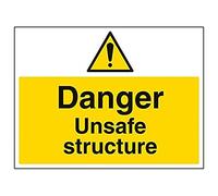 V Safety 67008BF-S'Danger Unsafe Structure' Sign, Landscape, 400 mm x 300 mm (Pack of 3)
