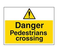 V Safety 67037BF-R'Danger Pedestrians Crossing' Sign, Landscape, 400 mm x 300 mm (Pack of 3)