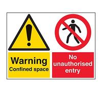 V Safety 67052BR-R "Warning Confined Space/No Unauthorised…" Sign, 600 mm x 450 mm (Pack of 3)