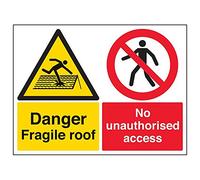 V Safety 67057BF-S'Danger Fragile Roof/No Unauthorised Access' Sign, 400 mm x 300 mm (Pack of 3)