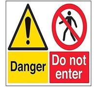 V Safety 67059BF-S Danger. Do Not Enter Sign - Landscape - 400mm x 300mm - Self Adhesive Vinyl, Black/Red/Yellow