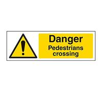 V Safety 67108AX-S'Danger Pedestrians Crossing' Sign, Landscape, 300 mm x 100 mm (Pack of 3)