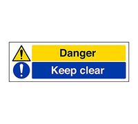 V Safety 67135AX-S'Danger/Keep Clear' Sign, Landscape, 300 mm x 100 mm (Pack of 3)