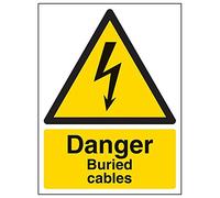 V Safety 68017AN-S'Danger Buried Cables' Sign, Portrait, 150 mm x 200 mm (Pack of 3)