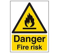 V Safety 69001AN-R'Danger Fire Risk' Sign, Portrait, 150 mm x 200 mm (Pack of 3)