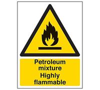 V Safety 69004AN-R'Petroleum Mixture. Highly Flammable' Sign, 150 mm x 200 mm (Pack of 3)