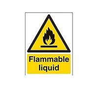 V Safety 69006AN-S Flammable Liquid Warning Sign - Portrait - 150mm x 200mm - Self Adhesive Vinyl, Black/Yellow