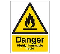 V Safety 69010AN-S'Danger Highly Flammable Liquid' Sign, Portrait, 150 mm x 200 mm (Pack of 3)