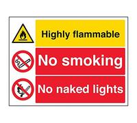V Safety 69040BF-S'Highly Flammable/No Smoking/Naked Lights' Sign, 400 mm x 300 mm (Pack of 3)