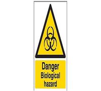 V Safety 6A011AN-S Danger Biological Hazard Warning Sign - Portrait - 150mm x 200mm - Self Adhesive Vinyl, Black/Yellow