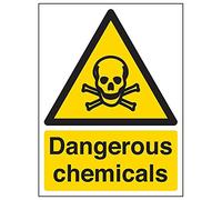 V Safety 6A018AN-R'Dangerous Chemicals' Sign, Portrait, 150 mm x 200 mm (Pack of 3)