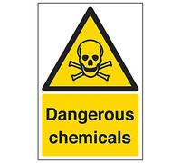 V Safety 6A018AU-S'Dangerous Chemicals' Sign, Portrait, 200 mm x 300 mm (Pack of 3)