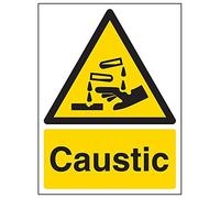 V Safety 6A029AN-S'Caustic' Sign, Portrait, 150 mm x 200 mm (Pack of 3)