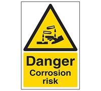 V Safety 6A036AU-R'Danger Corrosion Risk' Sign, Portrait, 200 mm x 300 mm (Pack of 3)