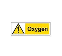 V Safety 6A045AX-S Oxygen Warning Sign - Landscape - 300mm x 100mm - Self Adhesive Vinyl, Black/Yellow