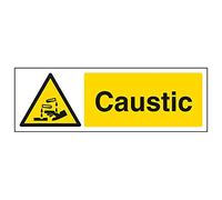 V Safety 6A067AX-S'Caustic' Sign, Landscape, 300 mm x 100 mm (Pack of 3)