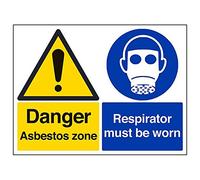 V Safety 6B020BF-R'Danger Asbestos Zone/Respirator Worn' Sign, 400 mm x 300 mm (Pack of 3)