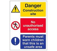 V Safety 6C020BC-S "Multi Hazard Site Safety/Parents Warn…" Sign, 300 mm x 400 mm (Pack of 3)
