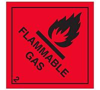 V Safety 6D002AF-S Flammable Gas Warning Hazard Diamond Sign - Square - 100mm x 100mm - Self Adhesive Vinyl, Black/Red