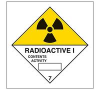 V Safety 6D018AF-S'Radioactive I' Sign, Square, 100 mm x 100 mm (Pack of 3)