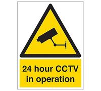 V Safety 6E001BC-S'24 Hour CCTV In Operation' Sign, Portrait, 300 mm x 400 mm (Pack of 3)