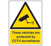 V Safety 6E006BC-R'Vehicles Protected By CCTV Surveillance' Sign, 300 mm x 400 mm (Pack of 3)