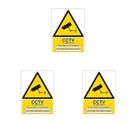 V Safety 6E032BC-R Cctv In Operation For The Purpose Sign - Portrait - 300mm x 400mm - 1mm Rigid Plastic, Black/Yellow (Pack of 3)