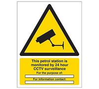 V Safety 6E038AN-S'Petrol Station Monitored By 24 Hour CCTV' Sign, 150 mm x 200 mm (Pack of 3)