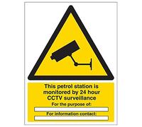 V Safety 6E038BC-R'Petrol Station Monitored By 24 Hour CCTV' Sign, 300 mm x 400 mm (Pack of 3)