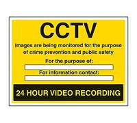 V Safety 6E041BF-S "24 Hour Video Recording/Monitoring/Crime…" Sign, 400 mm x 300 mm (Pack of 3)
