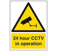V Safety 6E050AN-W'24 Hour CCTV In Operation' Sign, 150 mm x 200 mm (Pack of 3)