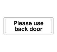 V Safety 71044AX-R'Please Use Back Door' Sign, Landscape, 300 mm x 100 mm (Pack of 3)