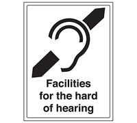 V Safety 72007BC-R'Facilities For The Hard of Hearing' Sign, 300 mm x 400 mm (Pack of 3)